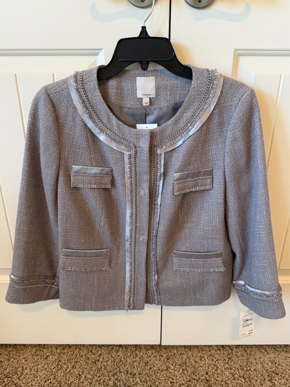Halogen Silver-Gray Tweed Cropped Blazer